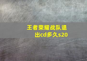 王者荣耀战队退出cd多久s20