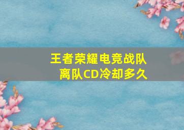 王者荣耀电竞战队离队CD冷却多久