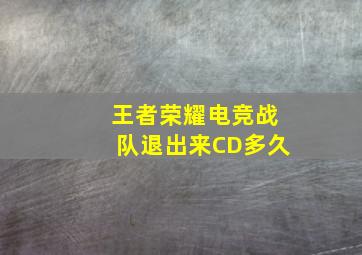 王者荣耀电竞战队退出来CD多久