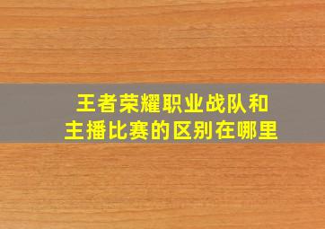 王者荣耀职业战队和主播比赛的区别在哪里