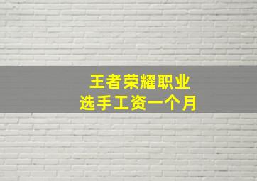 王者荣耀职业选手工资一个月