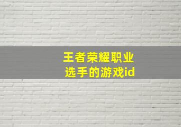 王者荣耀职业选手的游戏id