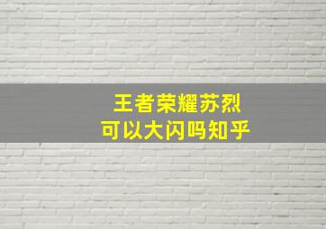 王者荣耀苏烈可以大闪吗知乎