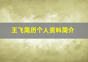 王飞简历个人资料简介