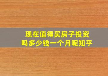 现在值得买房子投资吗多少钱一个月呢知乎