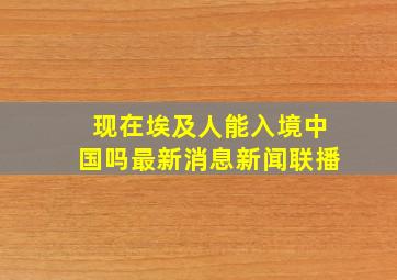 现在埃及人能入境中国吗最新消息新闻联播