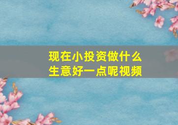 现在小投资做什么生意好一点呢视频