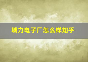 瑞力电子厂怎么样知乎