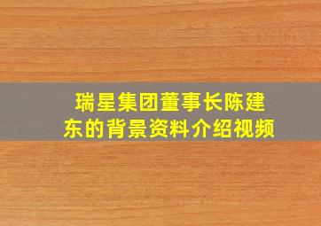 瑞星集团董事长陈建东的背景资料介绍视频