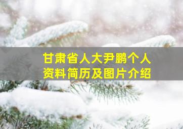 甘肃省人大尹鹏个人资料简历及图片介绍