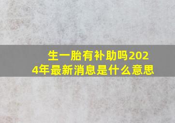 生一胎有补助吗2024年最新消息是什么意思