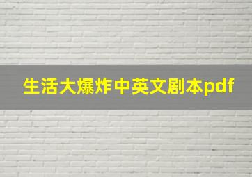 生活大爆炸中英文剧本pdf