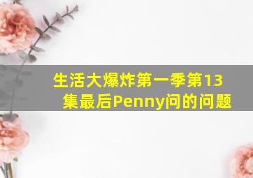 生活大爆炸第一季第13集最后Penny问的问题