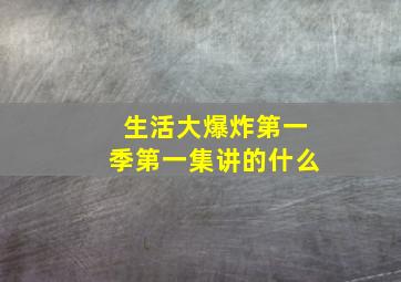 生活大爆炸第一季第一集讲的什么