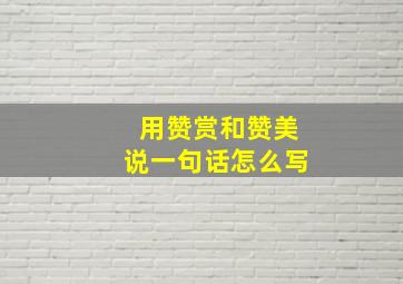 用赞赏和赞美说一句话怎么写