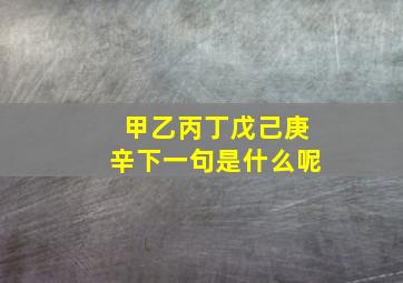 甲乙丙丁戊己庚辛下一句是什么呢