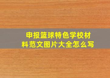 申报篮球特色学校材料范文图片大全怎么写