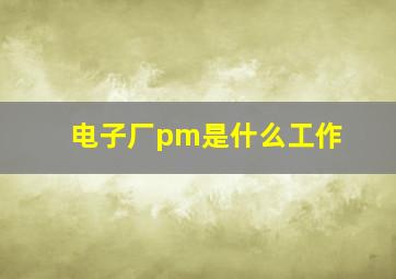 电子厂pm是什么工作