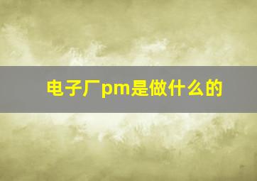 电子厂pm是做什么的