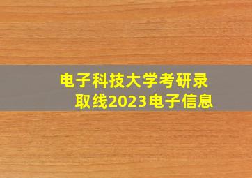 电子科技大学考研录取线2023电子信息