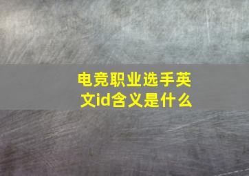 电竞职业选手英文id含义是什么