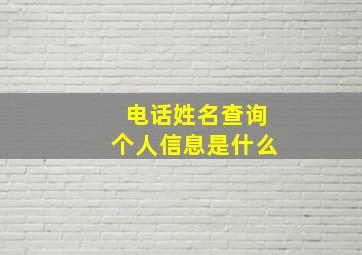 电话姓名查询个人信息是什么