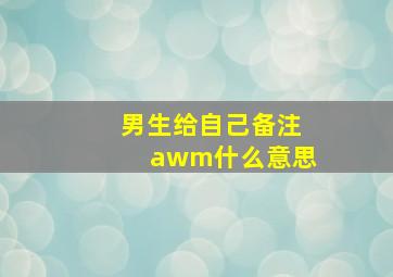 男生给自己备注awm什么意思