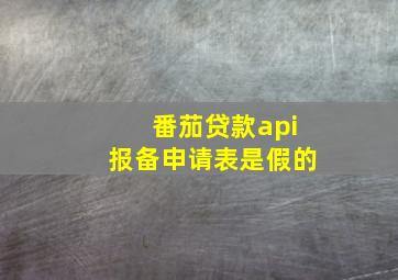 番茄贷款api报备申请表是假的