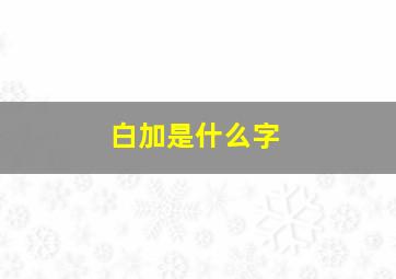 白加是什么字