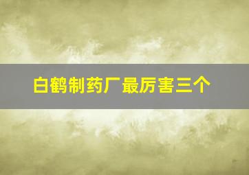 白鹤制药厂最厉害三个