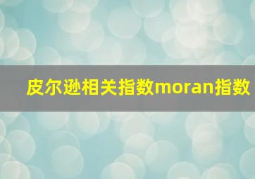 皮尔逊相关指数moran指数