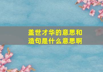 盖世才华的意思和造句是什么意思啊