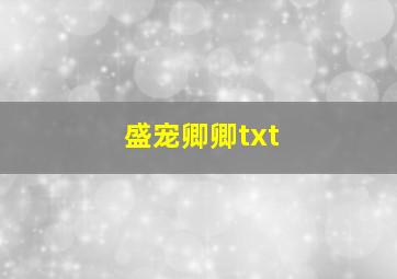 盛宠卿卿txt