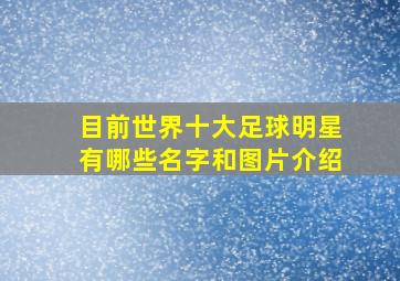 目前世界十大足球明星有哪些名字和图片介绍