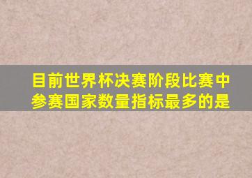 目前世界杯决赛阶段比赛中参赛国家数量指标最多的是