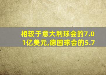 相较于意大利球会的7.01亿美元,德国球会的5.7