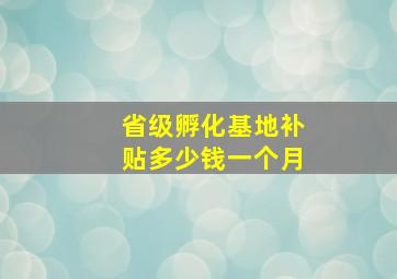 省级孵化基地补贴多少钱一个月