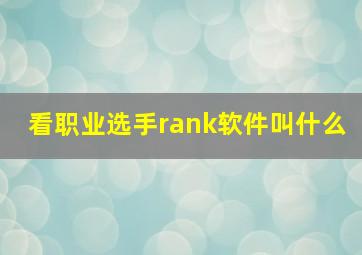 看职业选手rank软件叫什么