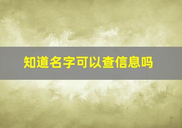 知道名字可以查信息吗