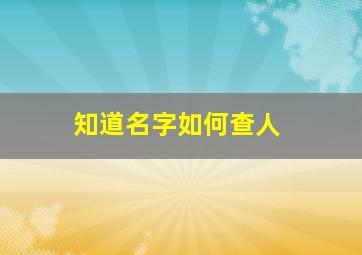 知道名字如何查人