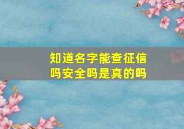 知道名字能查征信吗安全吗是真的吗