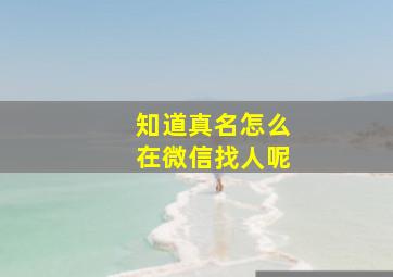 知道真名怎么在微信找人呢