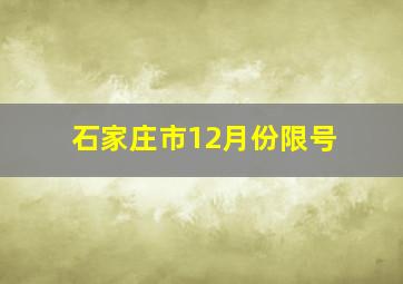 石家庄市12月份限号