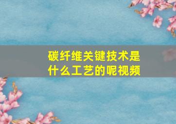 碳纤维关键技术是什么工艺的呢视频