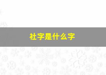 社字是什么字