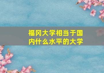 福冈大学相当于国内什么水平的大学