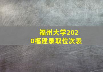 福州大学2020福建录取位次表