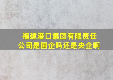 福建港口集团有限责任公司是国企吗还是央企啊