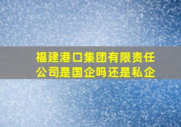 福建港口集团有限责任公司是国企吗还是私企