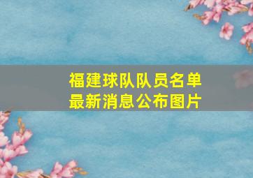 福建球队队员名单最新消息公布图片